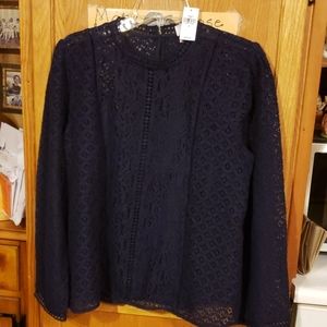 Navy blue crochet blouse